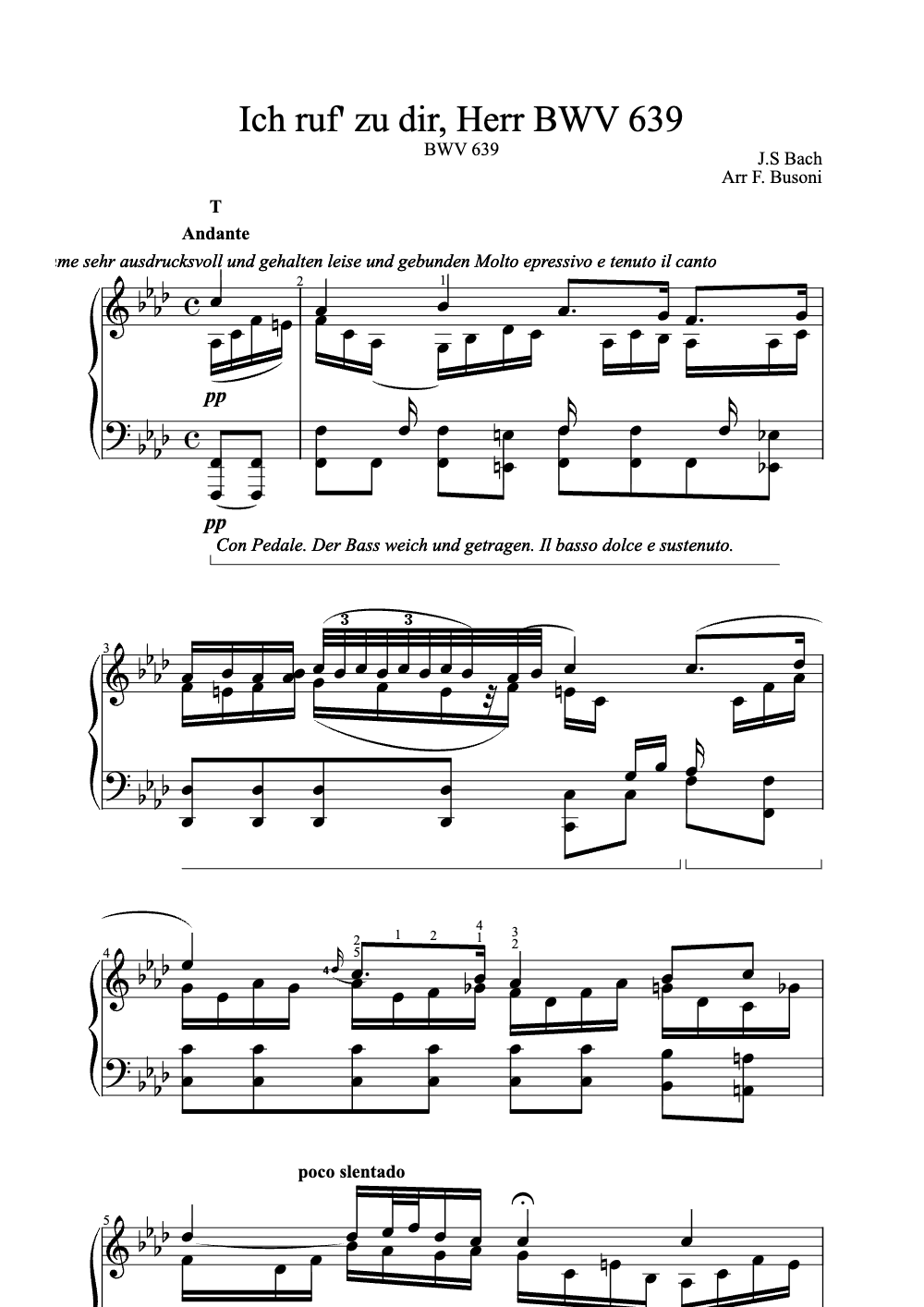 Sheet music preview for Ich Ruf' Zu Dir, Herr BWV 639