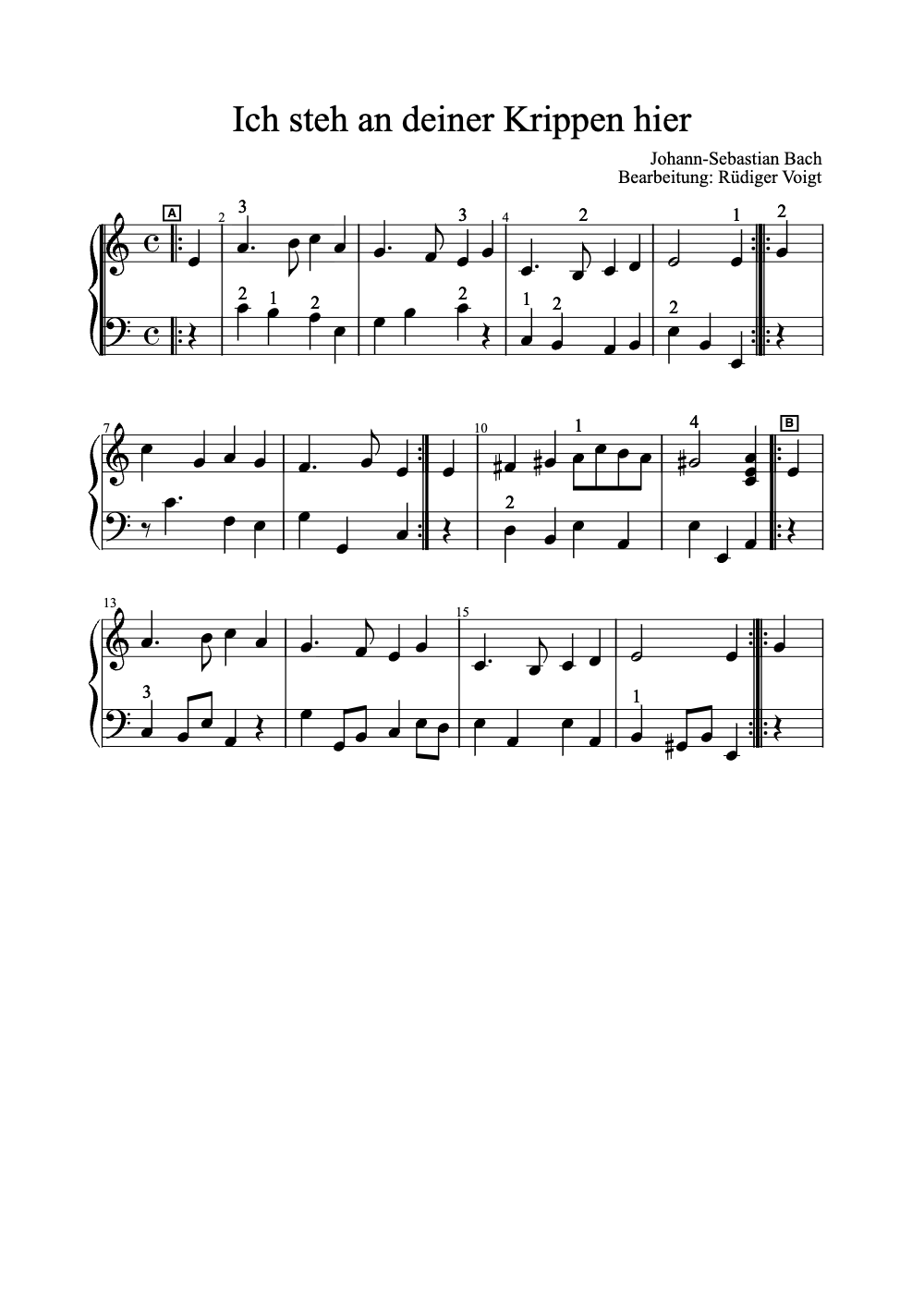 Sheet music preview for Ich Steh An Deiner Krippen Hier
