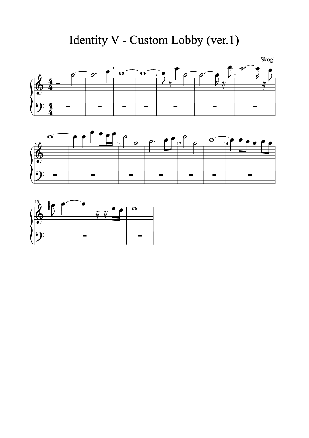 Sheet music preview for Identity V - Custom Lobby