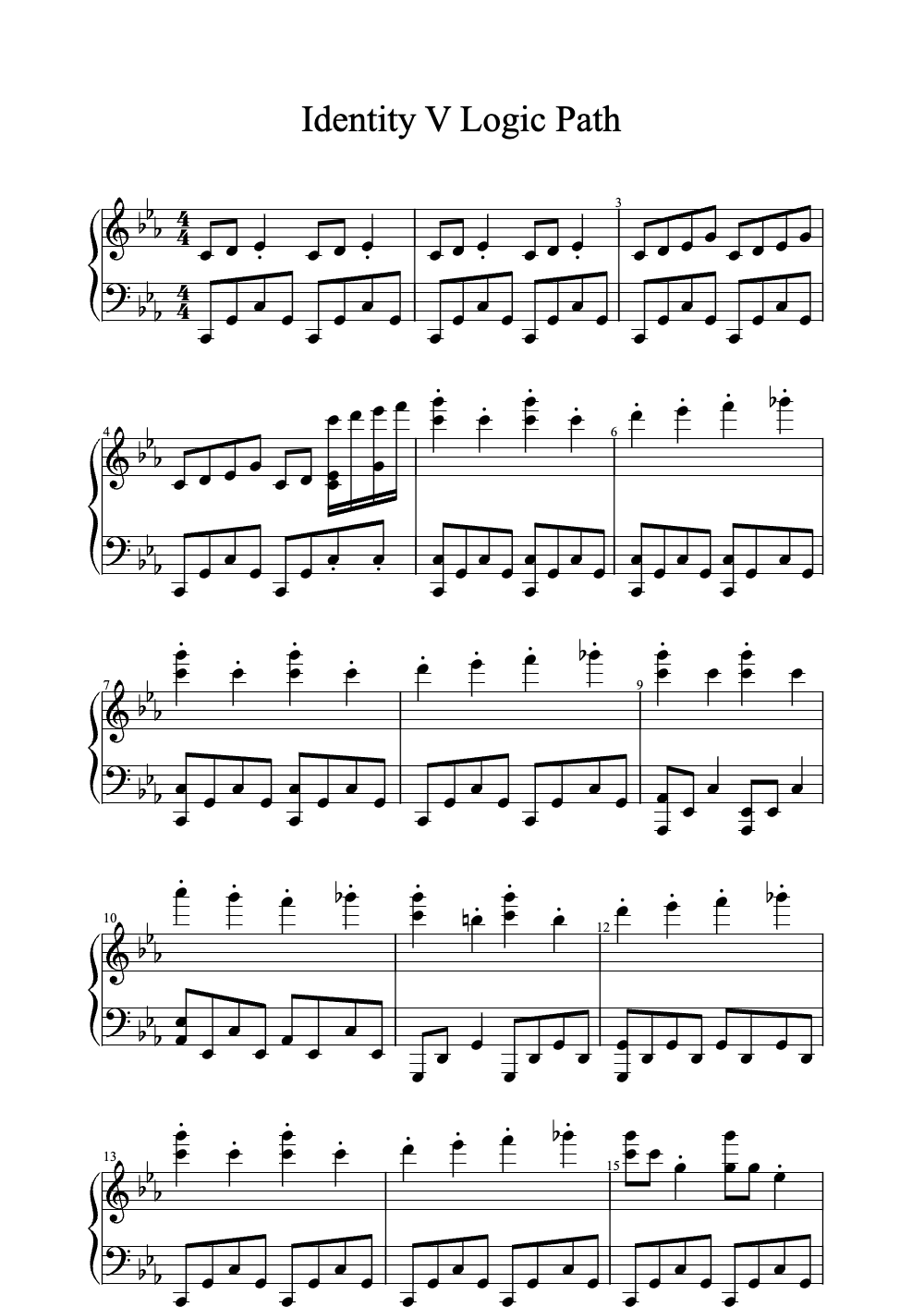 Sheet music preview for Identity V Logic Path