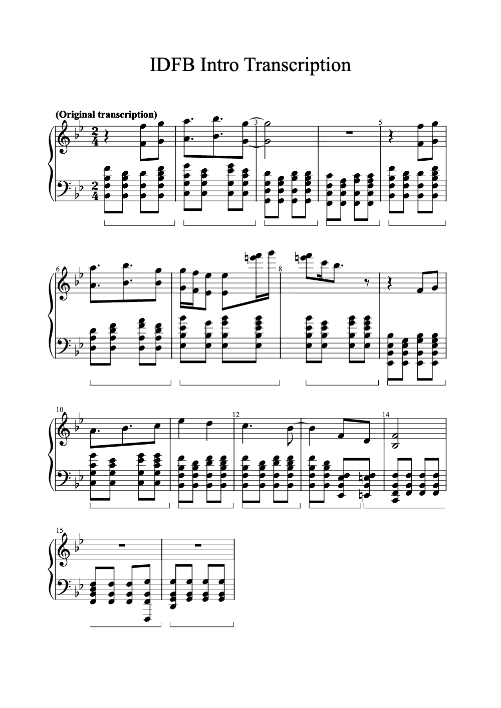 Sheet music preview for IDFB Intro