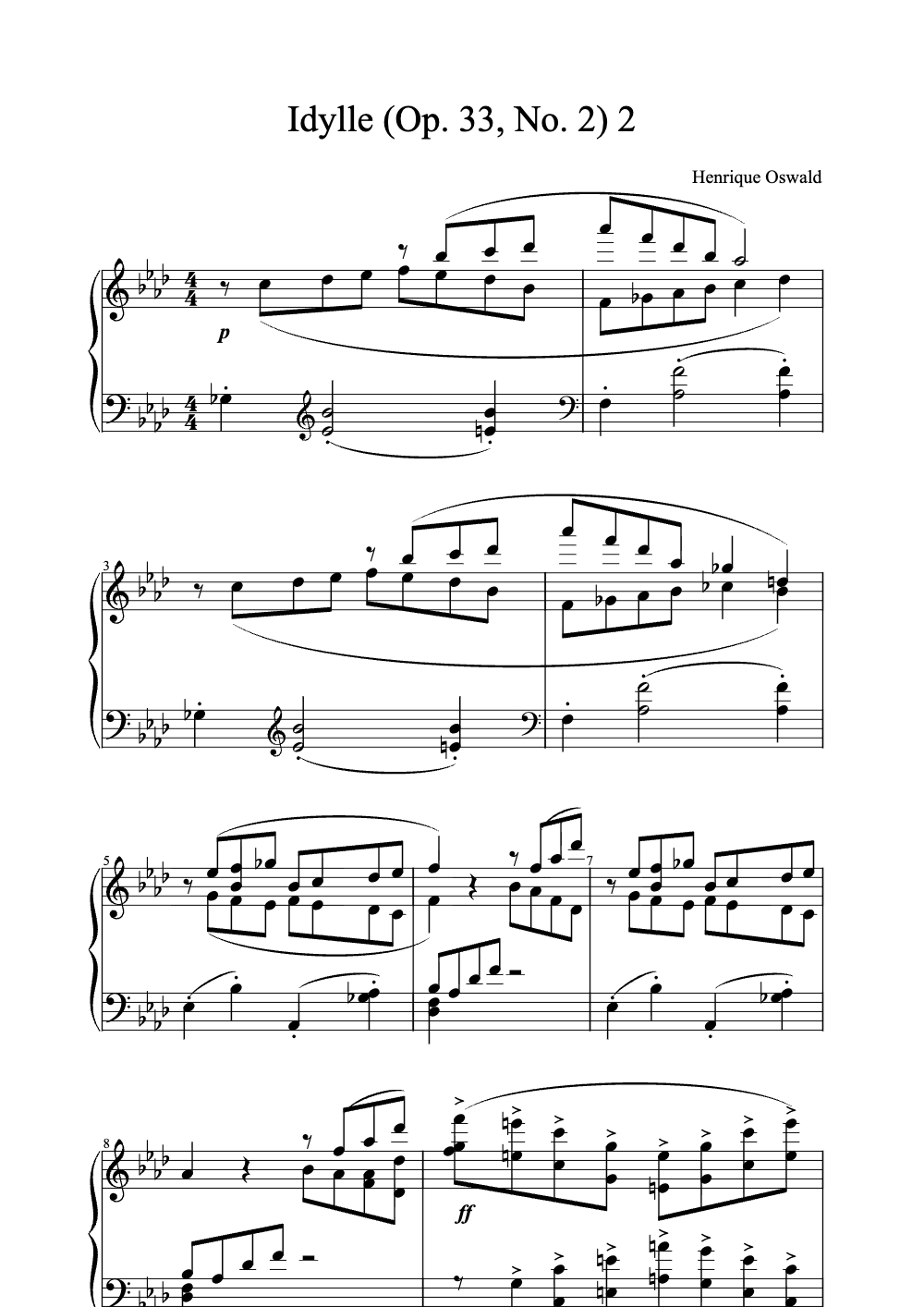 Sheet music preview for Idylle (Op. 33, No. 2)