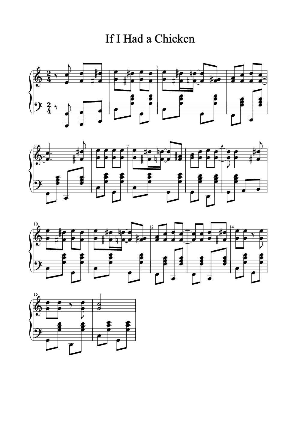 Sheet music preview for If I Had a Chicken