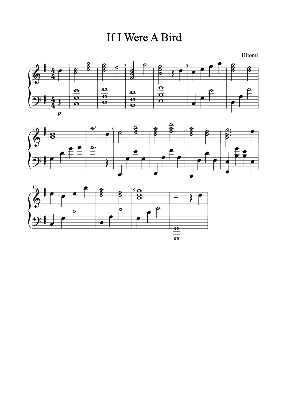 Sheet music preview for If I Were a Bird