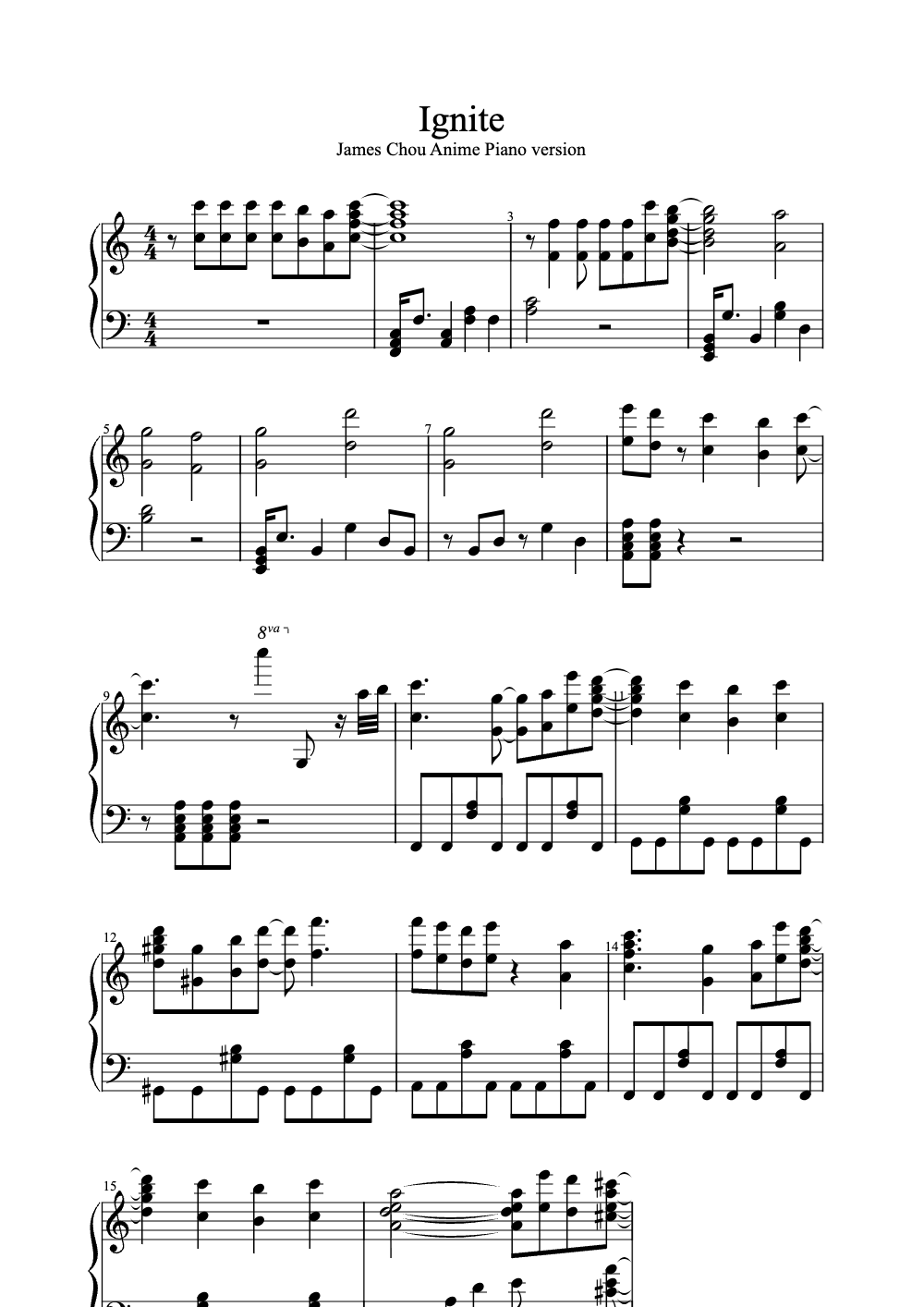 Sheet music preview for Ignite