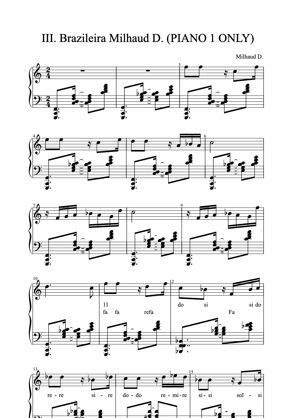 Sheet music preview for Brazileira
