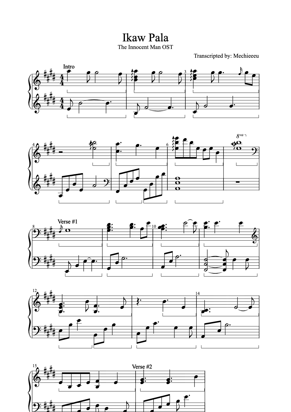 Sheet music preview for Ikaw Pala