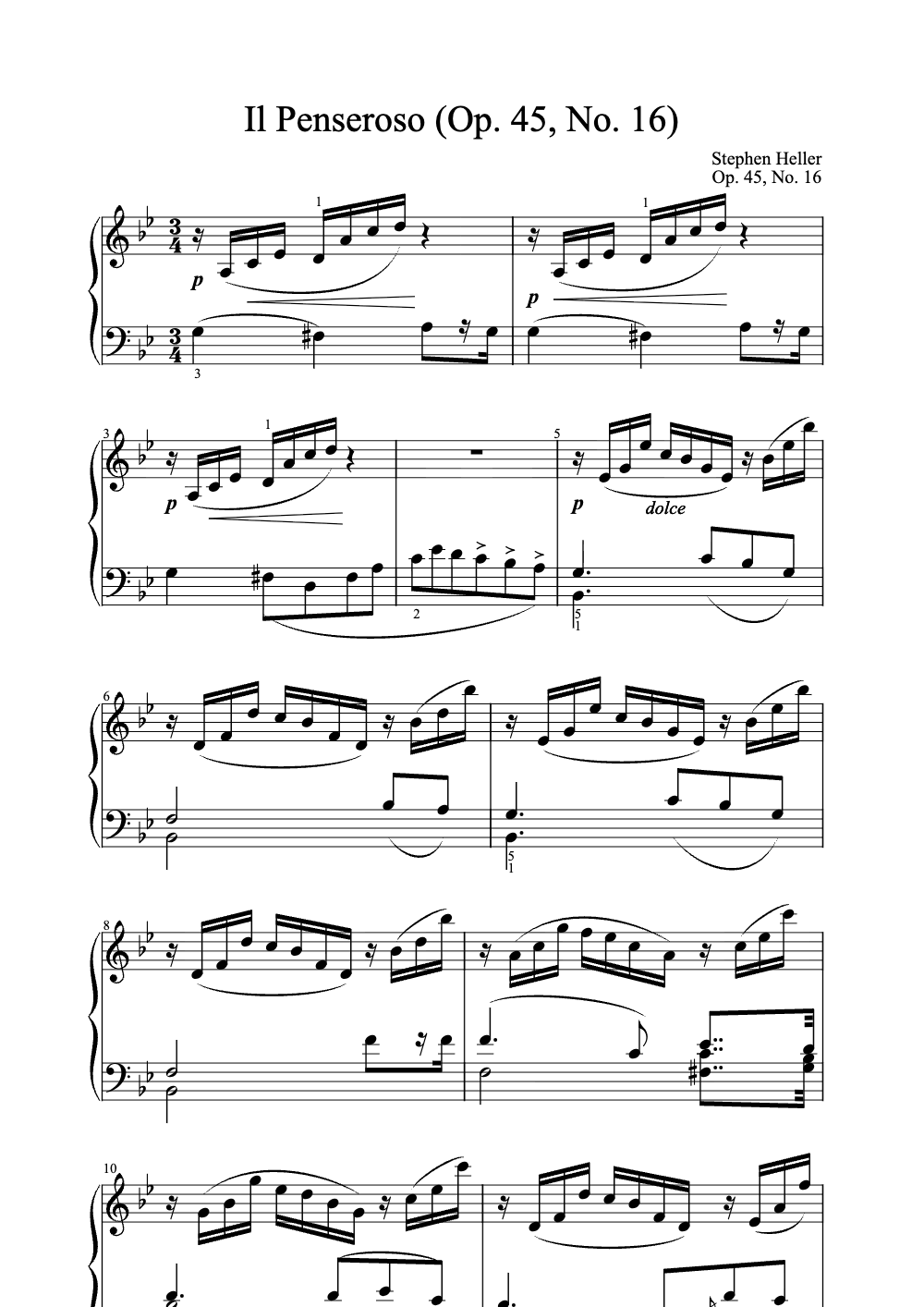 Sheet music preview for Il Penseroso