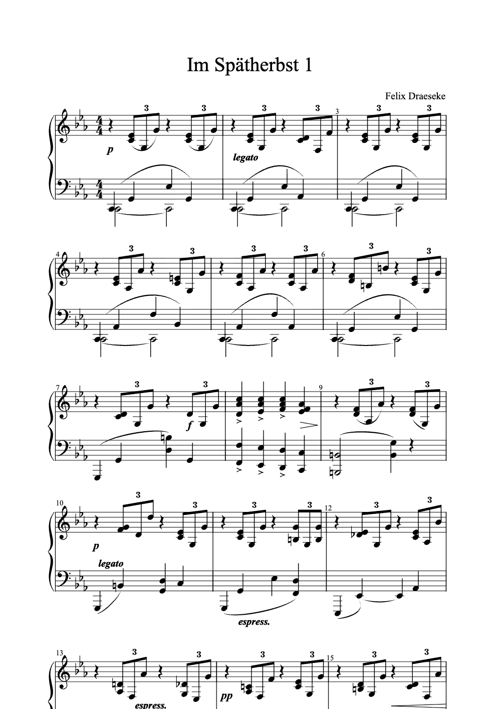 Sheet music preview for Im Spätherbst 1