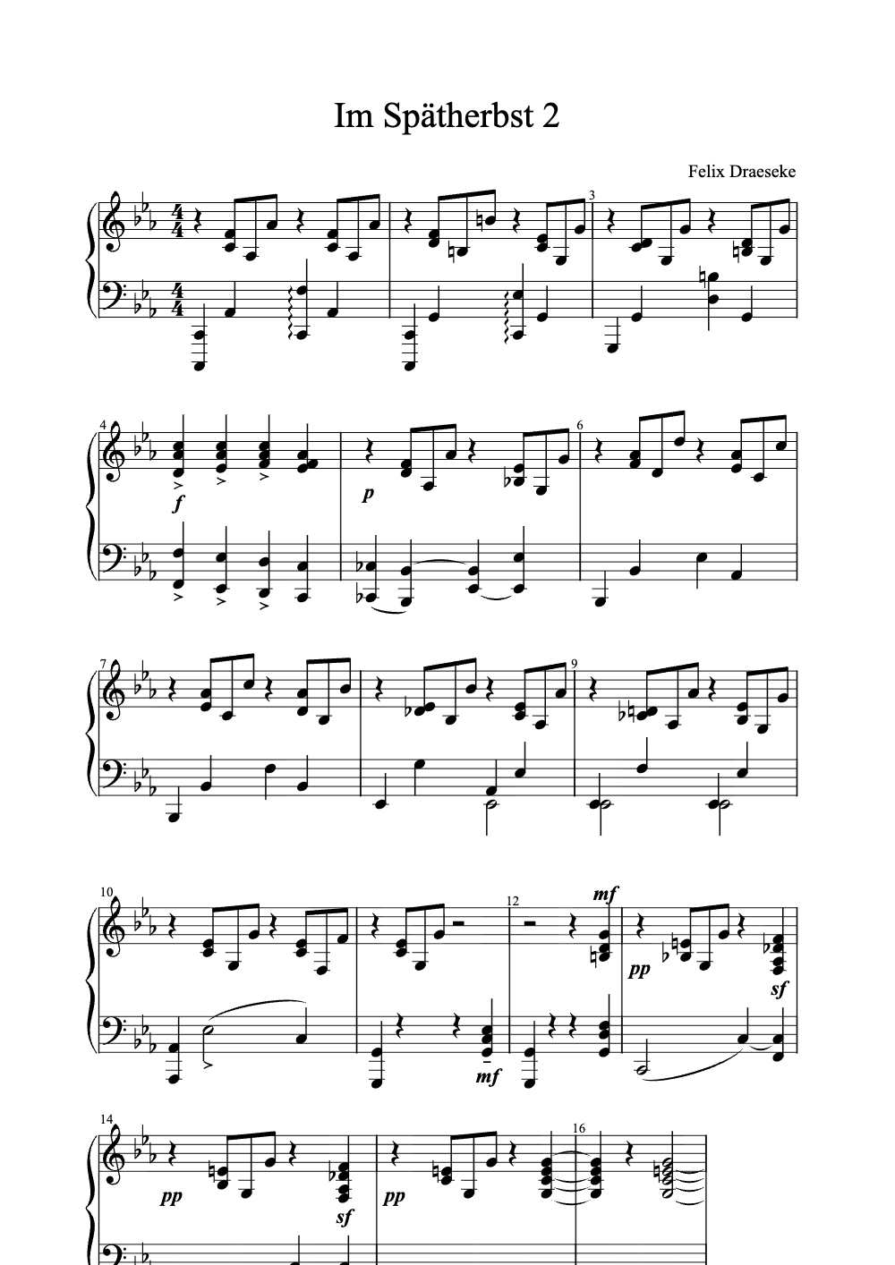 Sheet music preview for Im Spätherbst 2