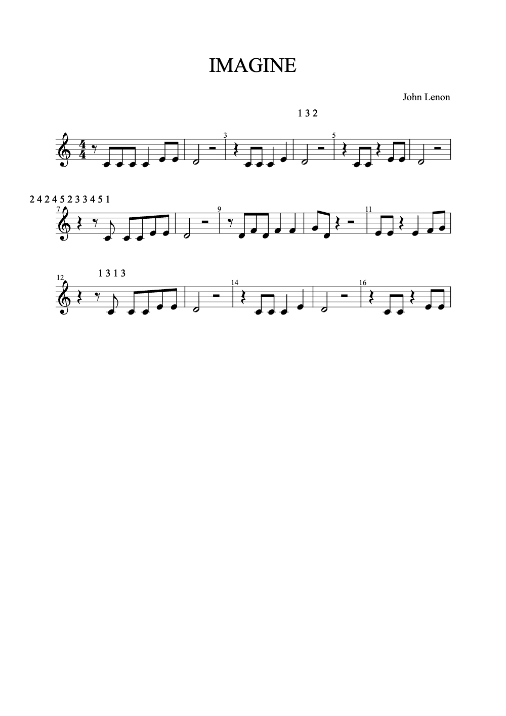 Sheet music preview for Imagine