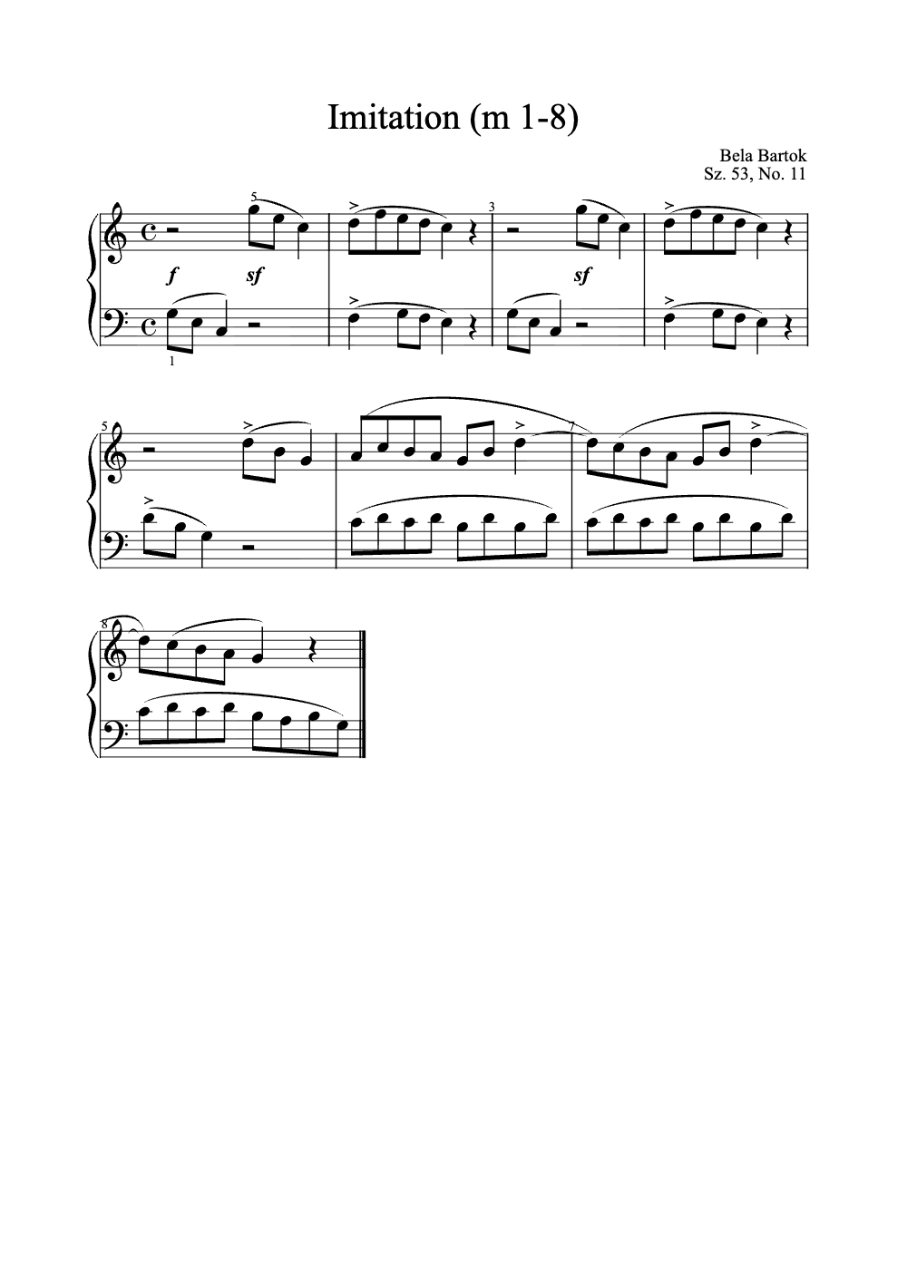 Sheet music preview for Imitation