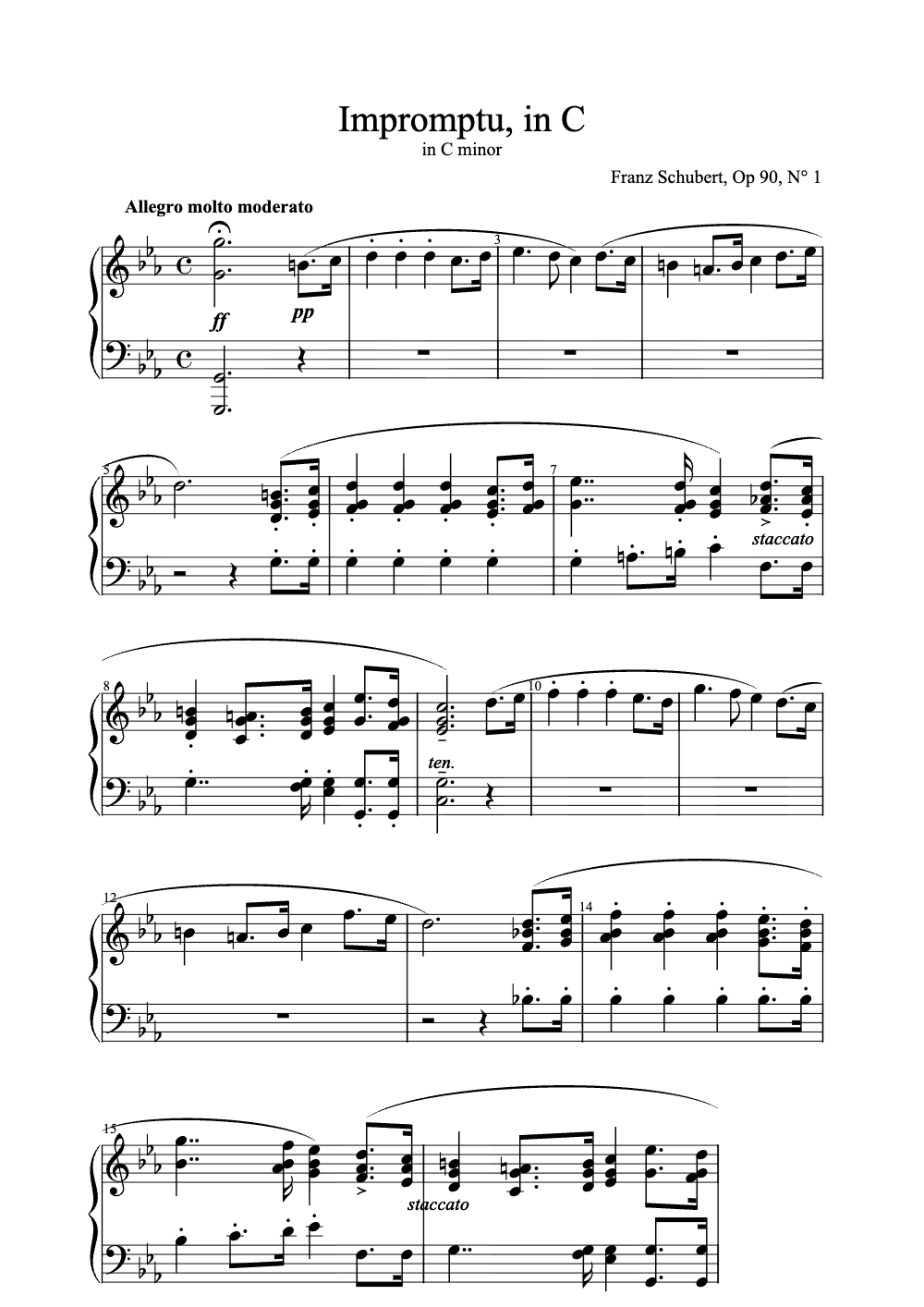 Sheet music preview for Impromptu in C