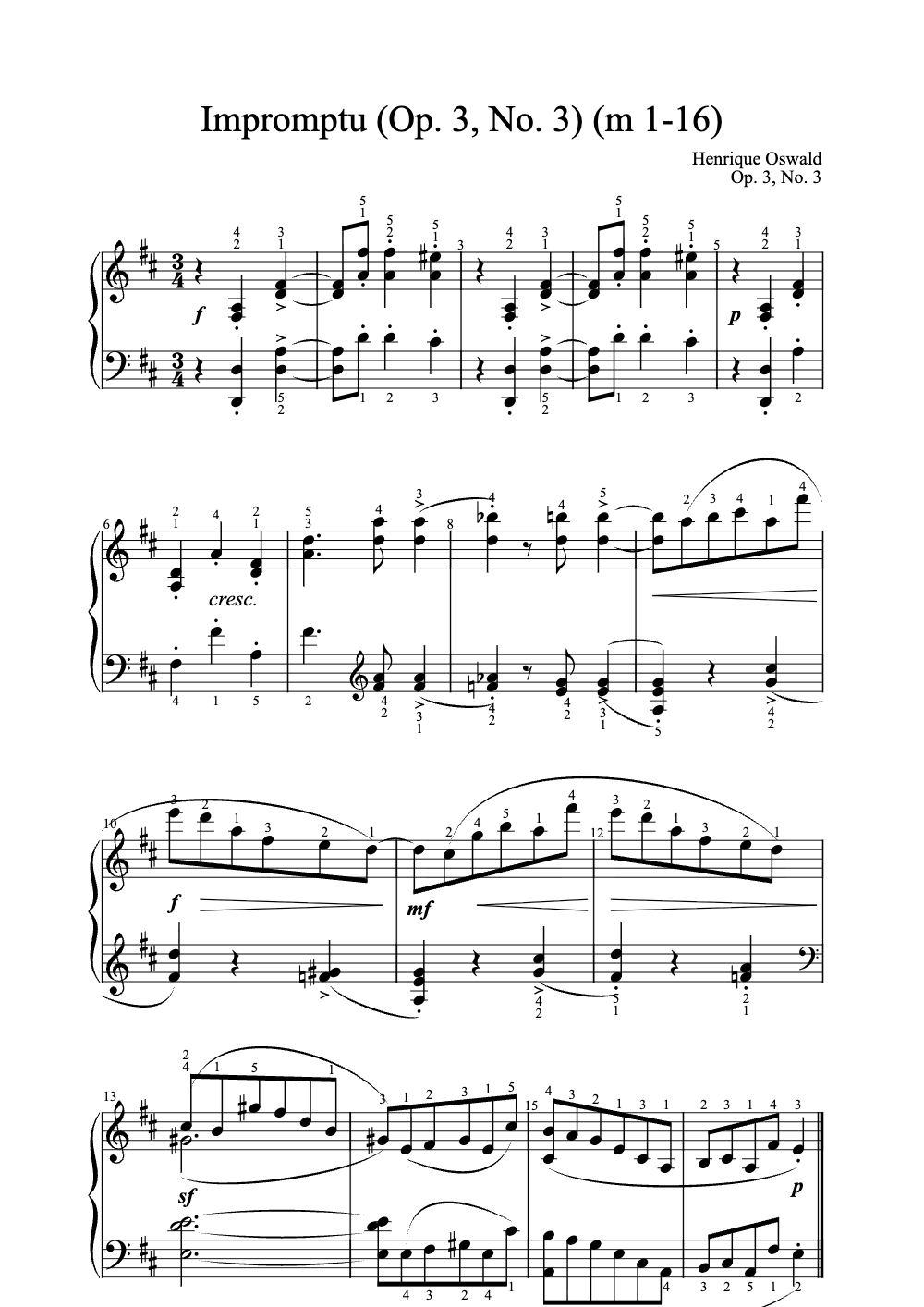 Sheet music preview for Impromptu (Op. 3, No. 3)