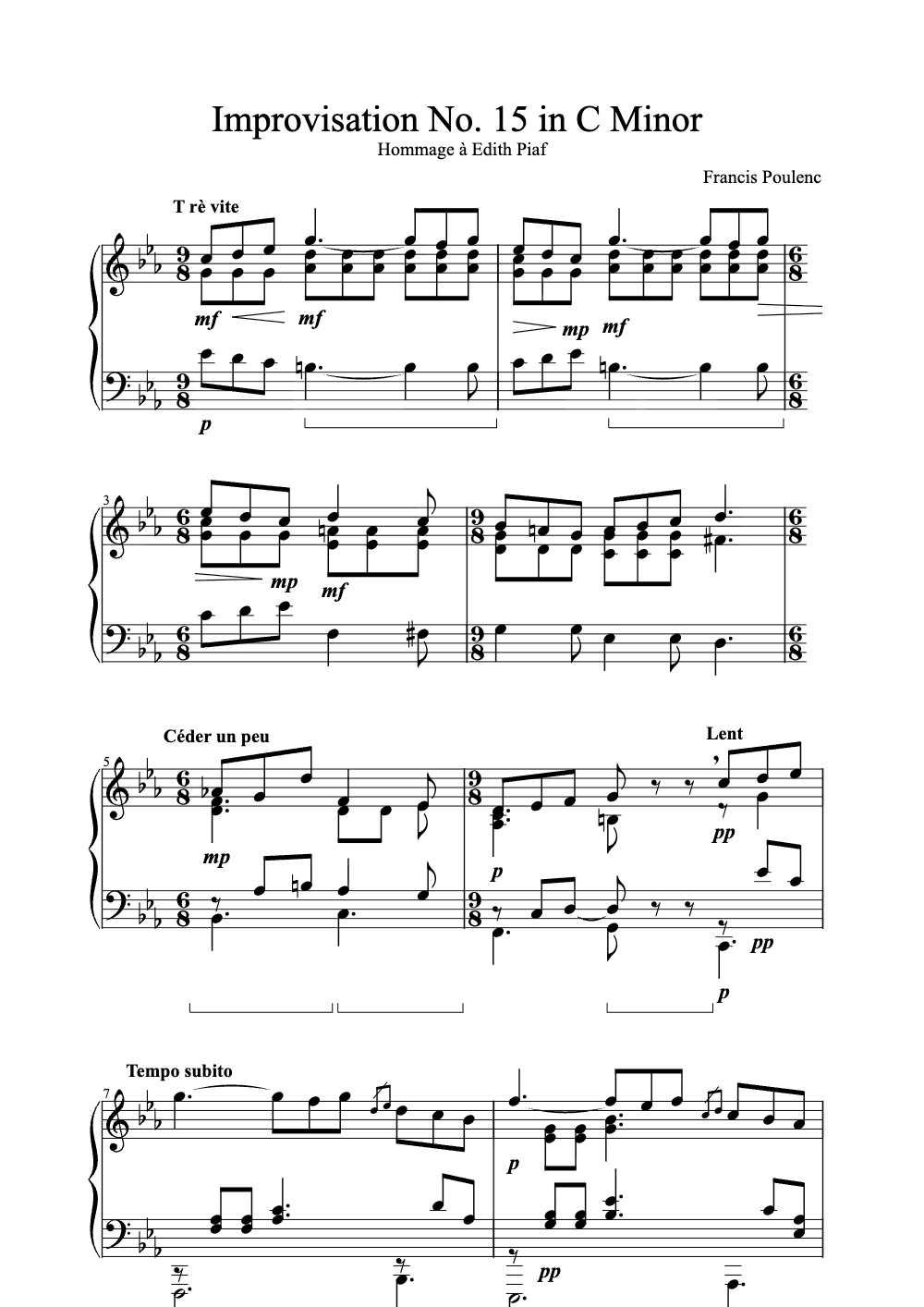 Sheet music preview for Improvisation No. 15 in C Minor