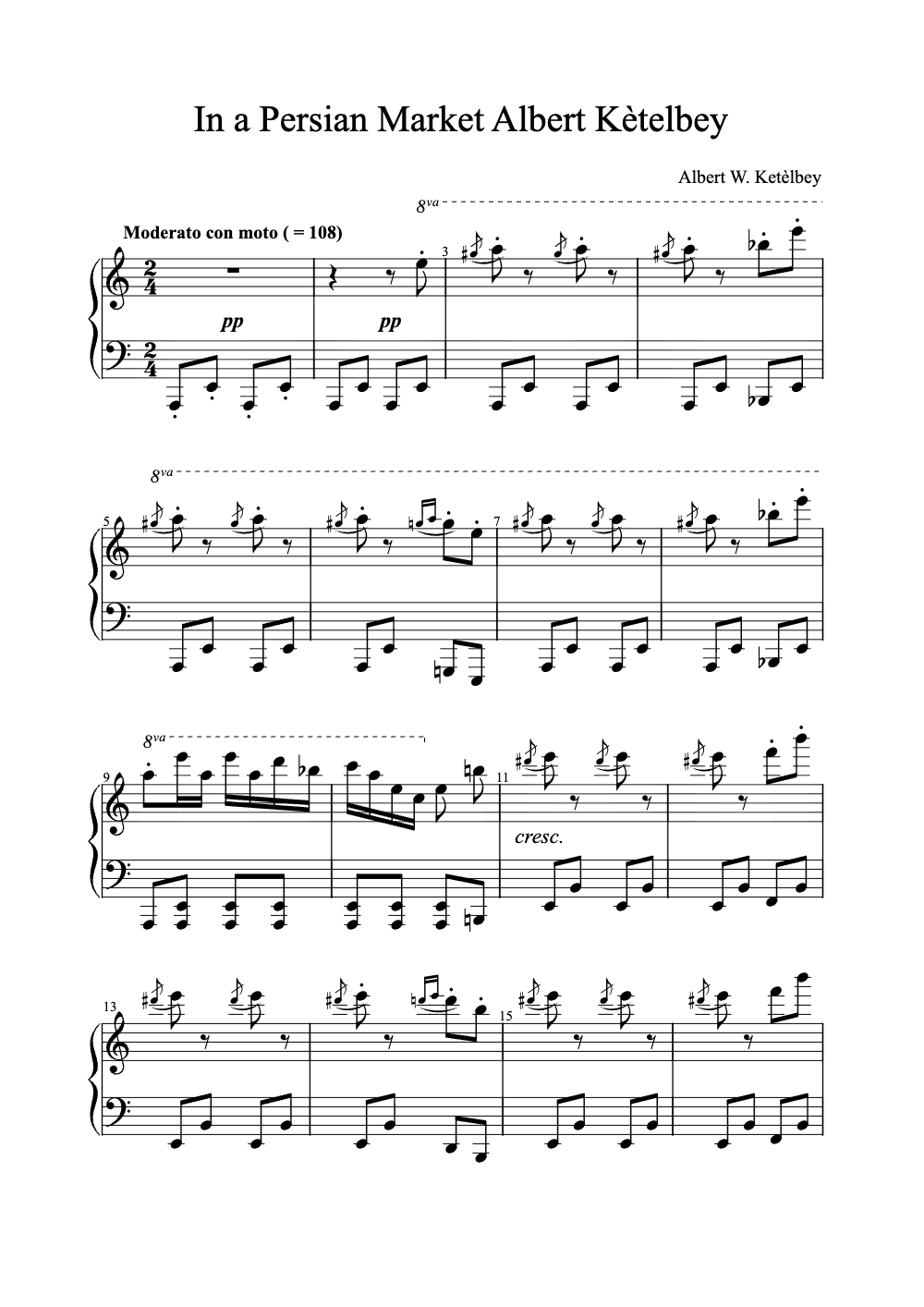 Sheet music preview for In a Persian Market