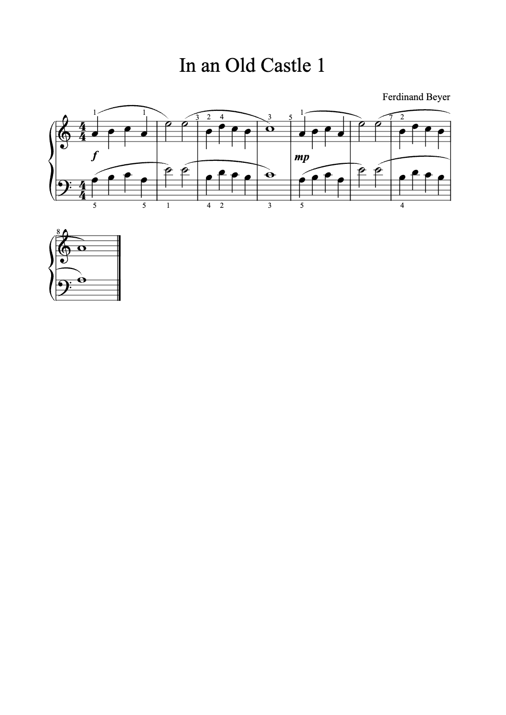 Sheet music preview for In an Old Castle
