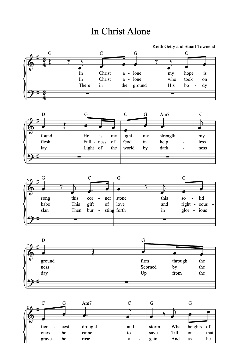 Sheet music preview for In Christ Alone