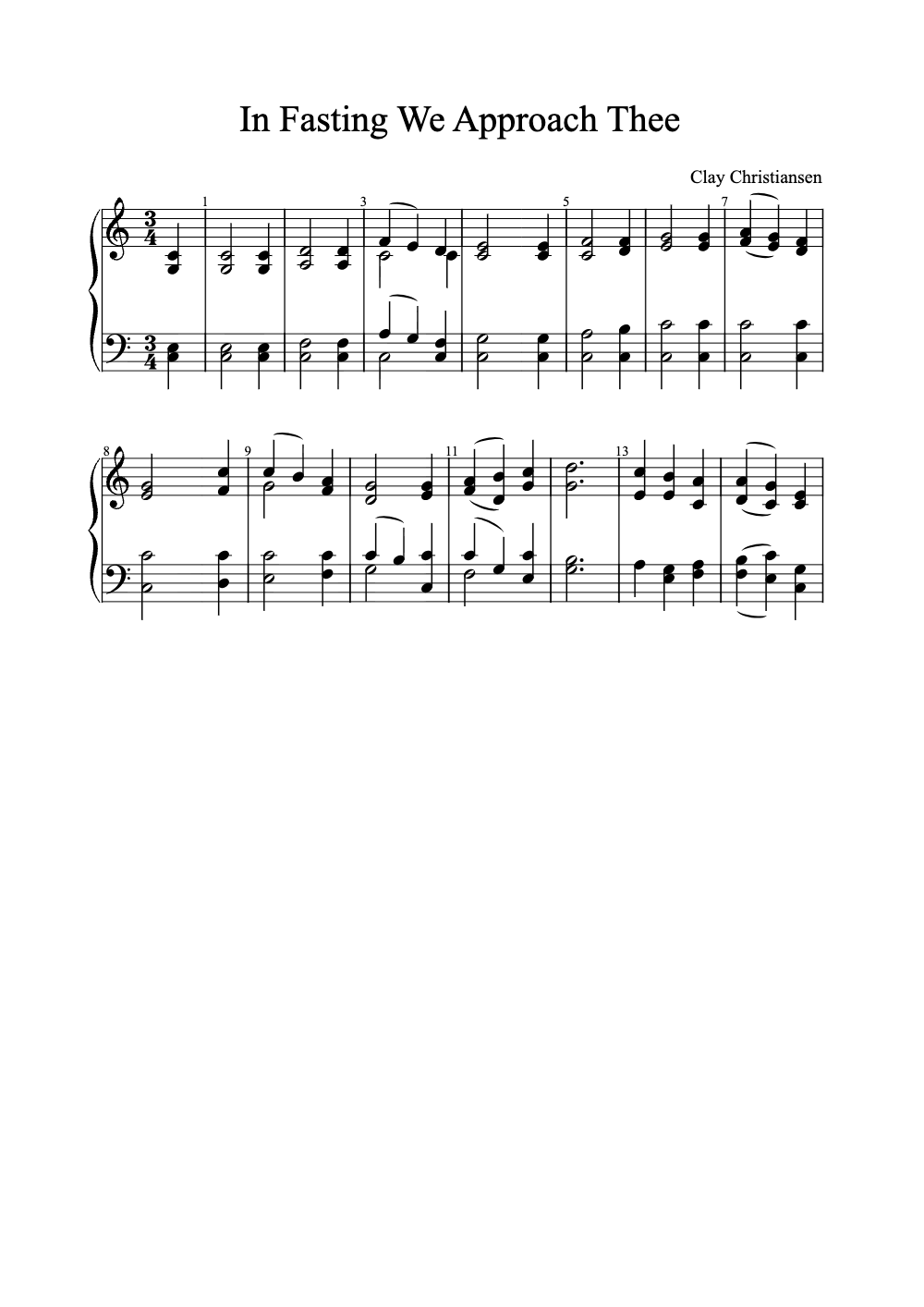 Sheet music preview for In Fasting We Approach Thee