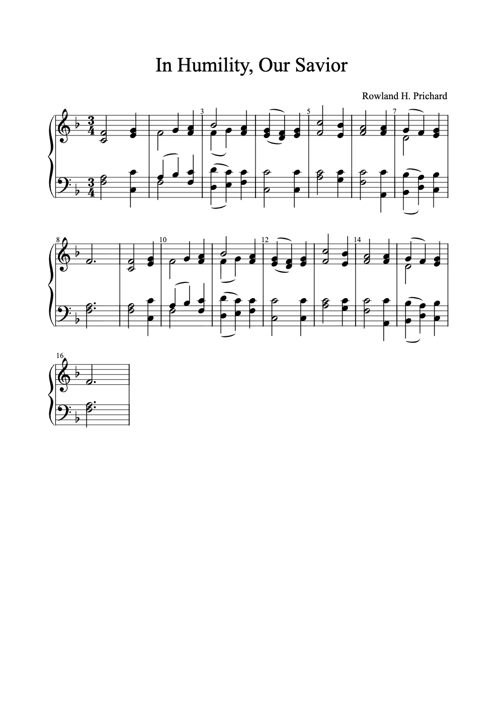 Sheet music preview for In Humility, Our Savior