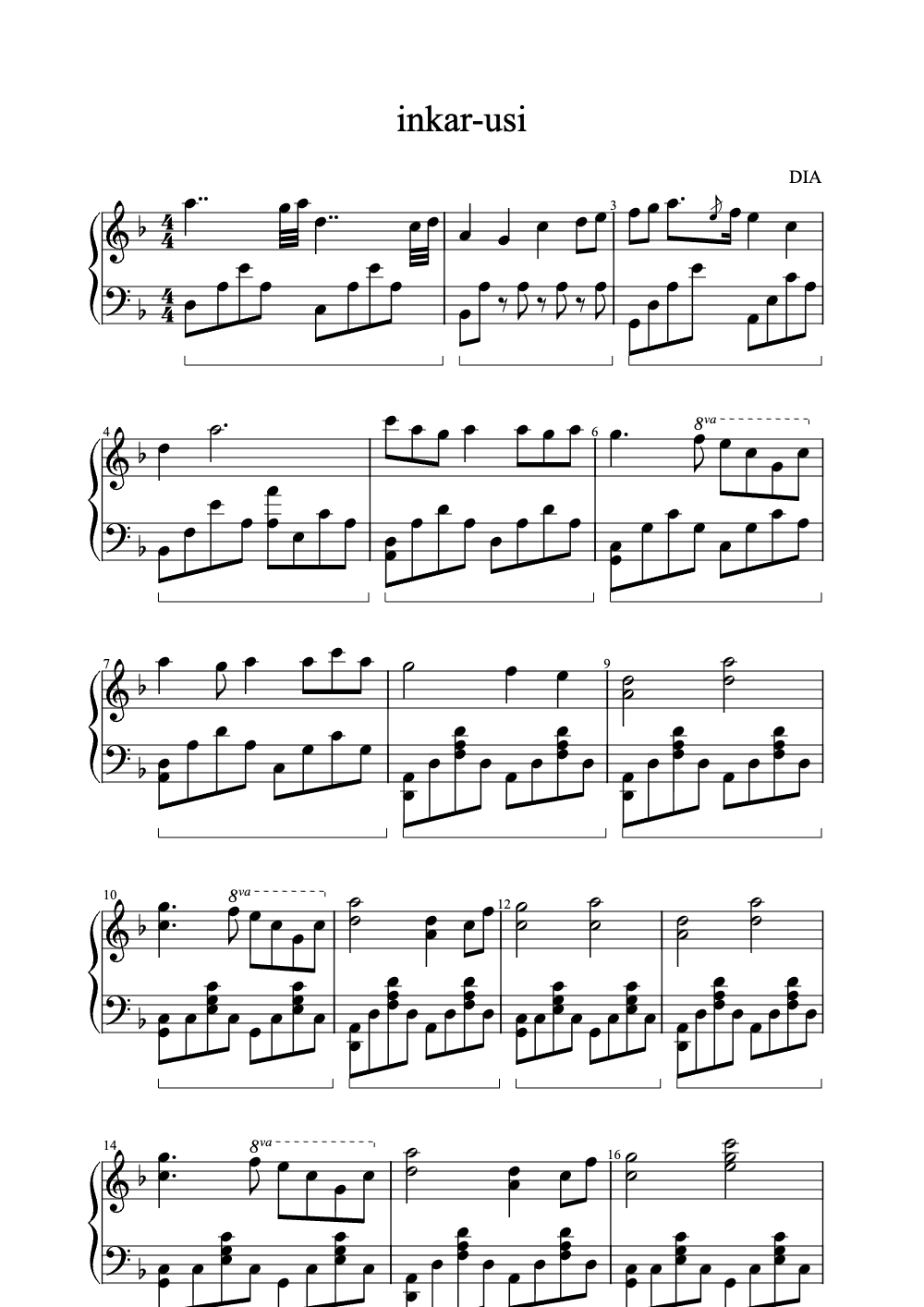 Sheet music preview for Inkar-Usi