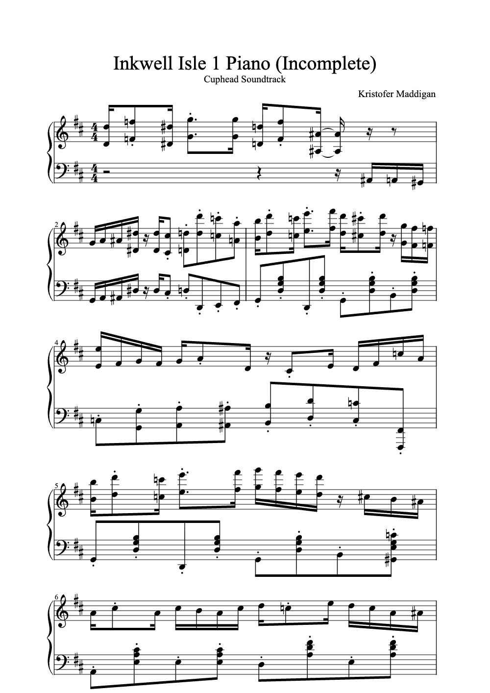 Sheet music preview for Inkwell Isle 1 Piano