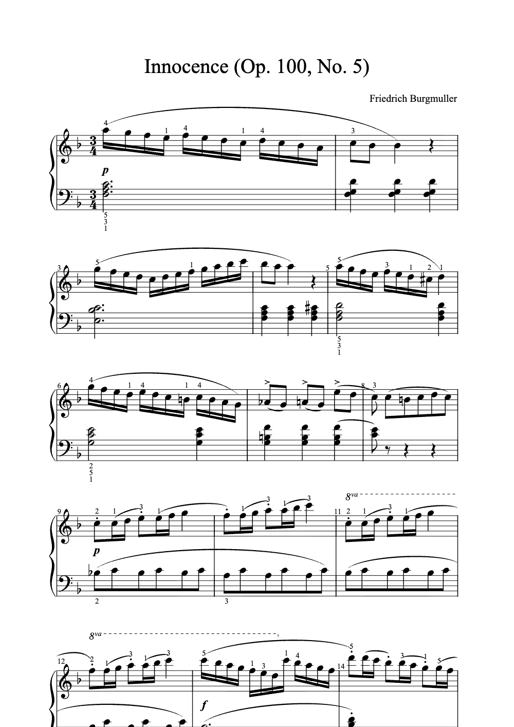 Sheet music preview for Innocence