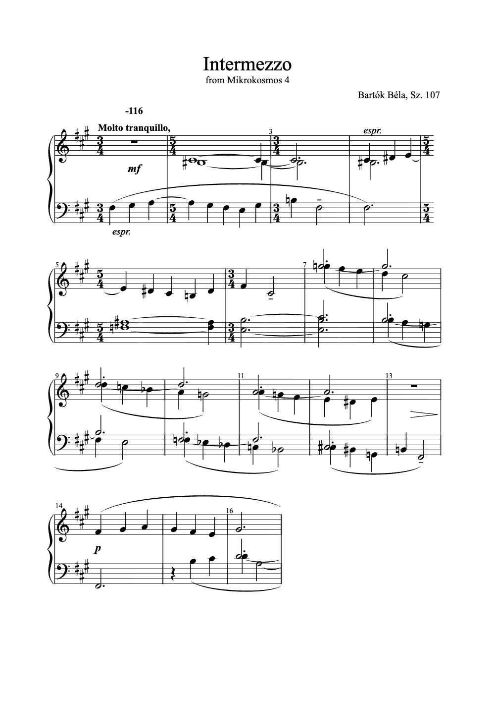 Sheet music preview for Intermezzo