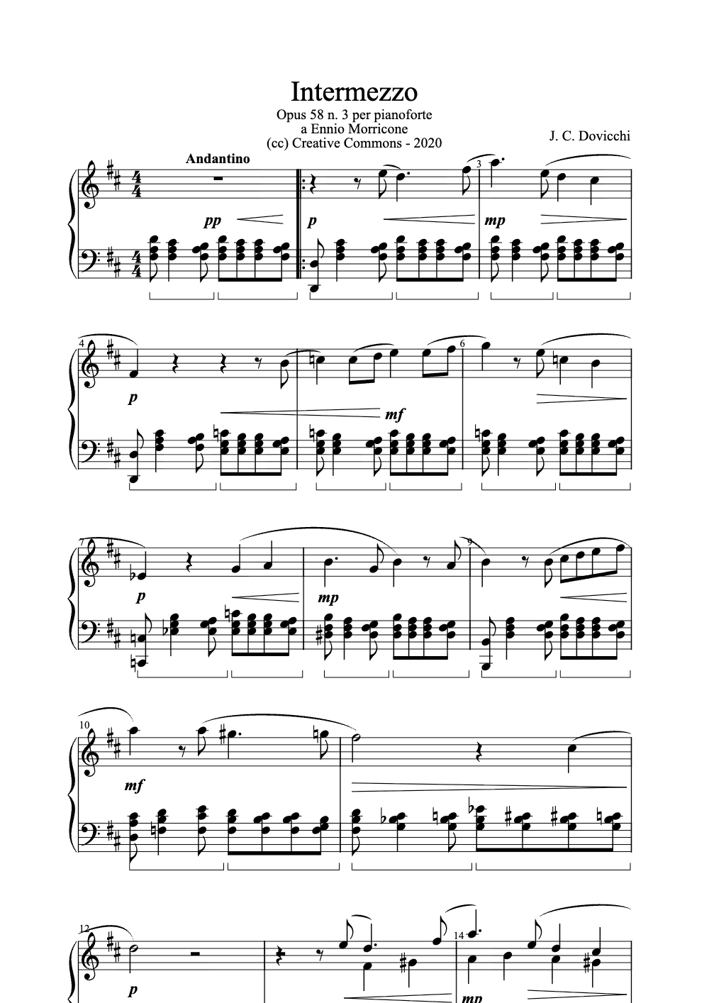 Sheet music preview for Intermezzo