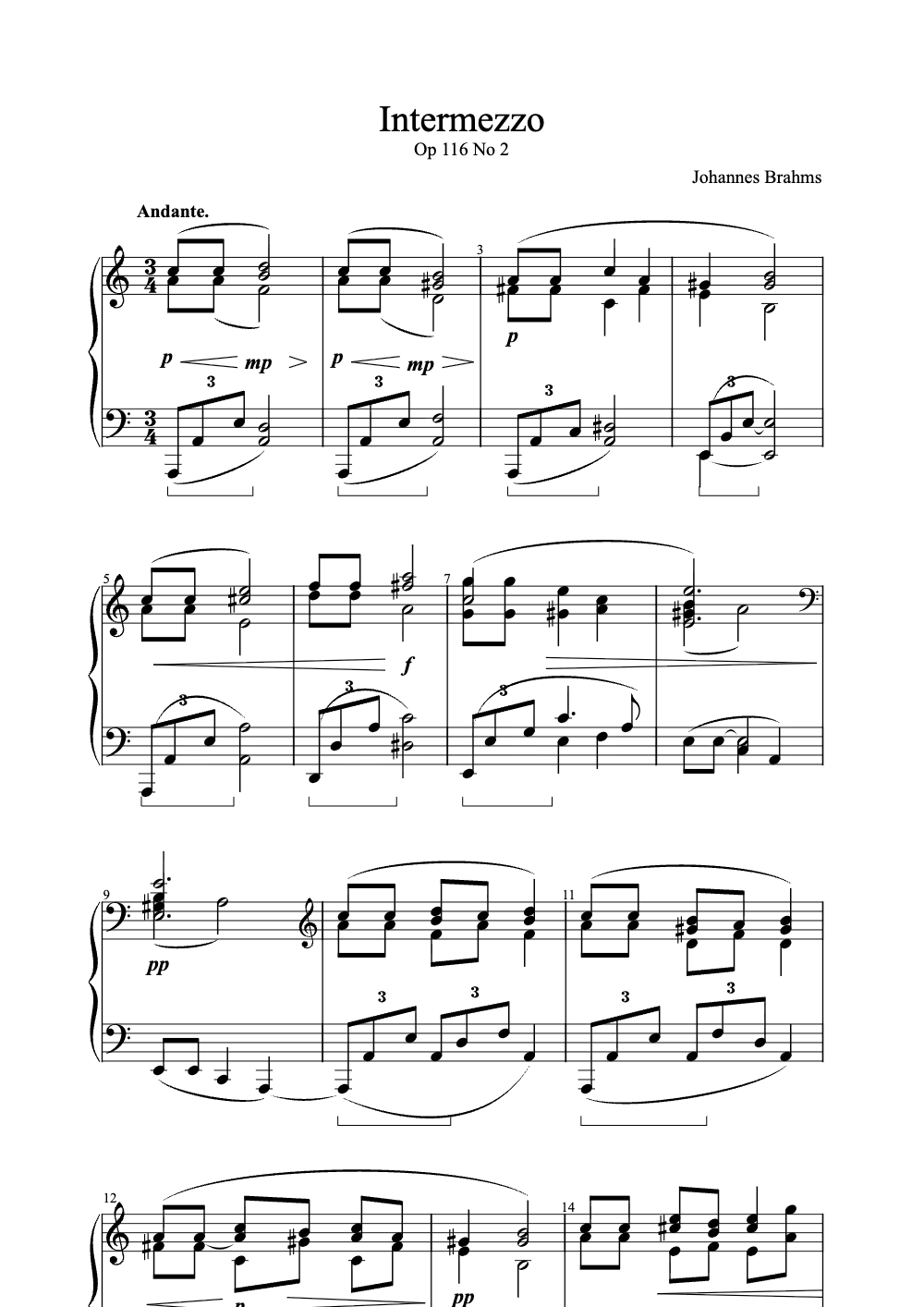 Sheet music preview for Intermezzo