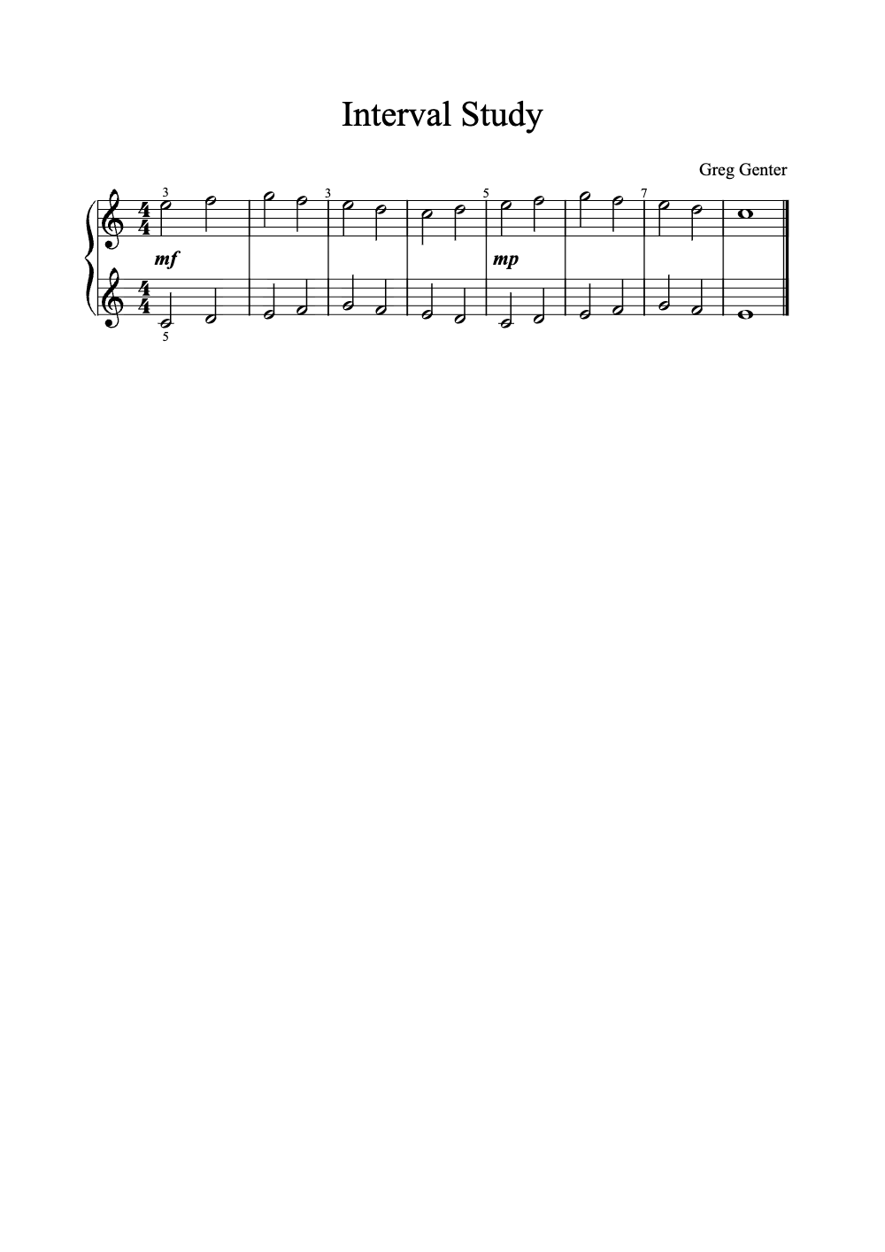 Sheet music preview for Interval Study