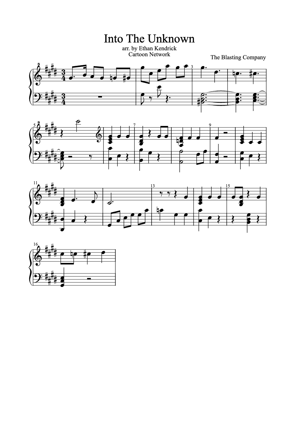 Sheet music preview for Into the Unknown