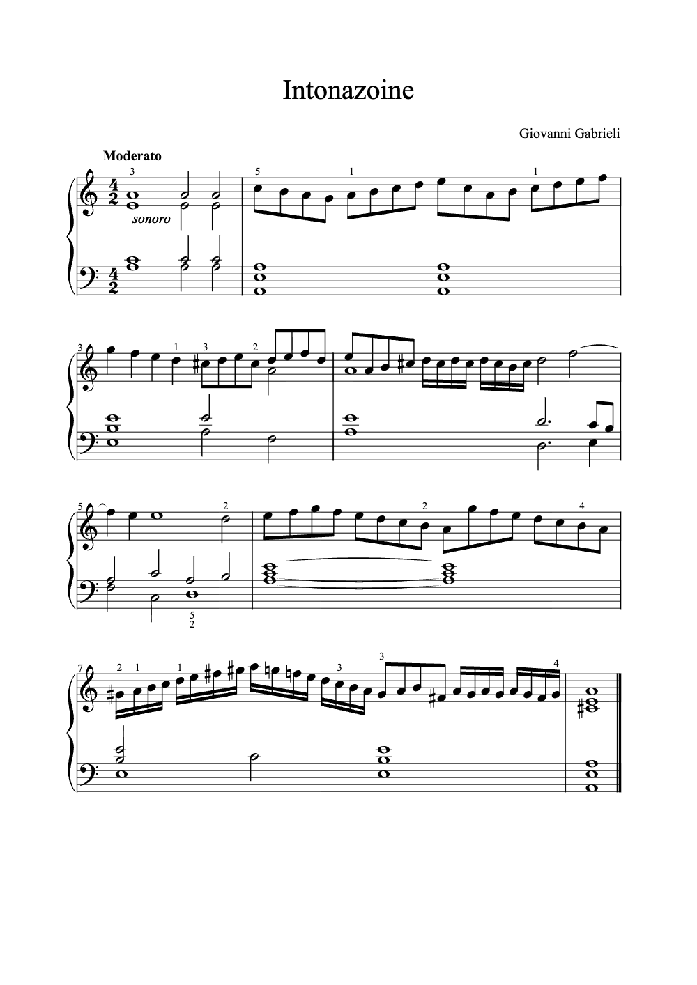 Sheet music preview for Intonazione