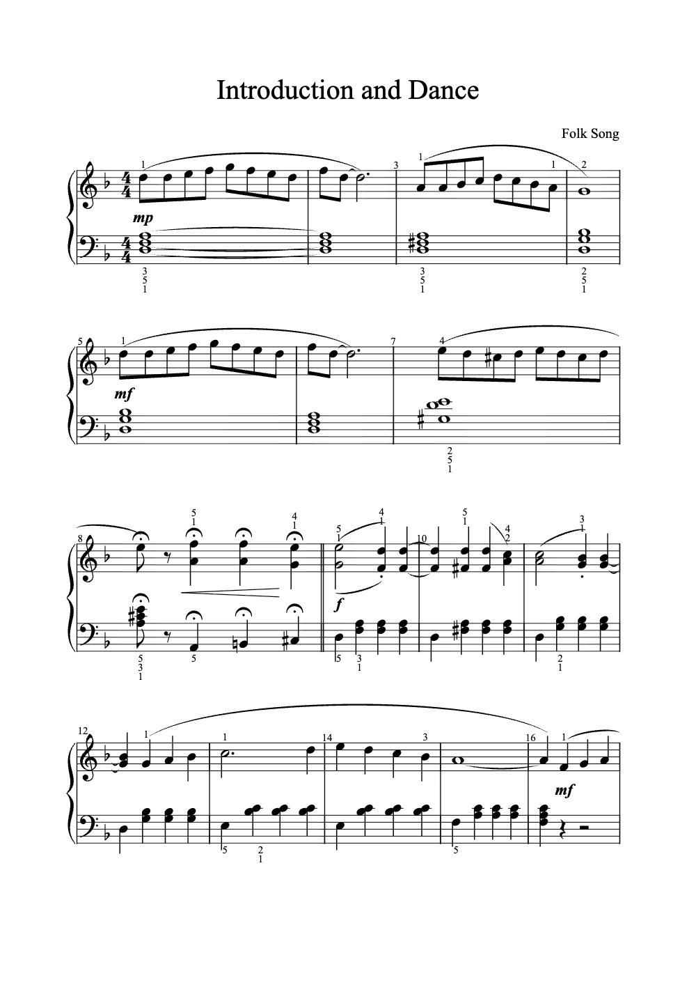 Sheet music preview for Introduction and Dance