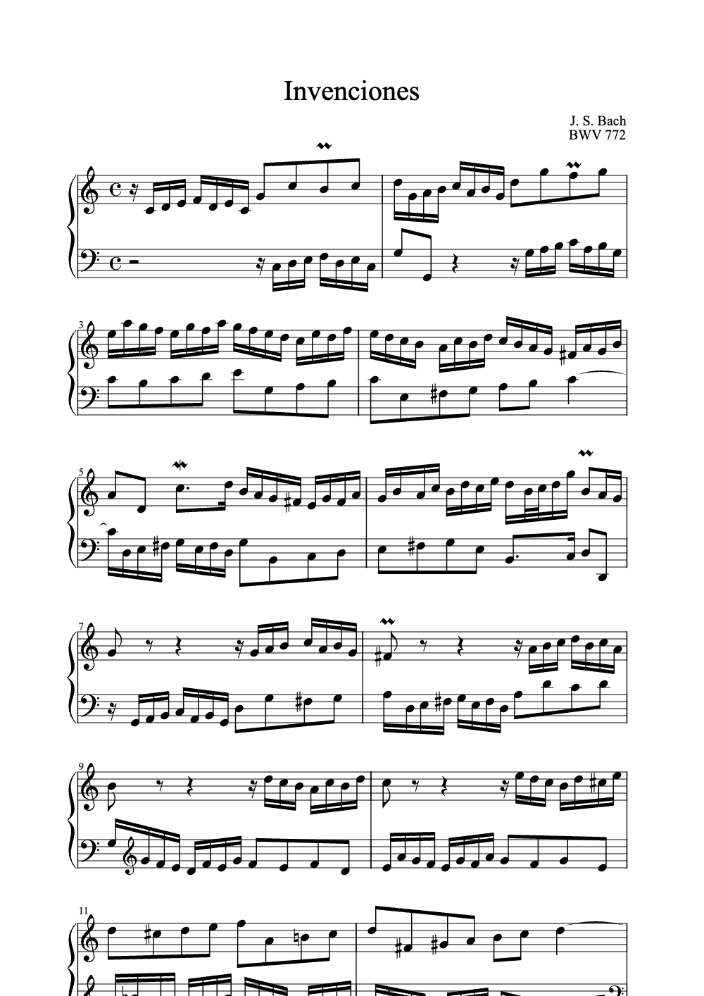 Sheet music preview for Invenciones