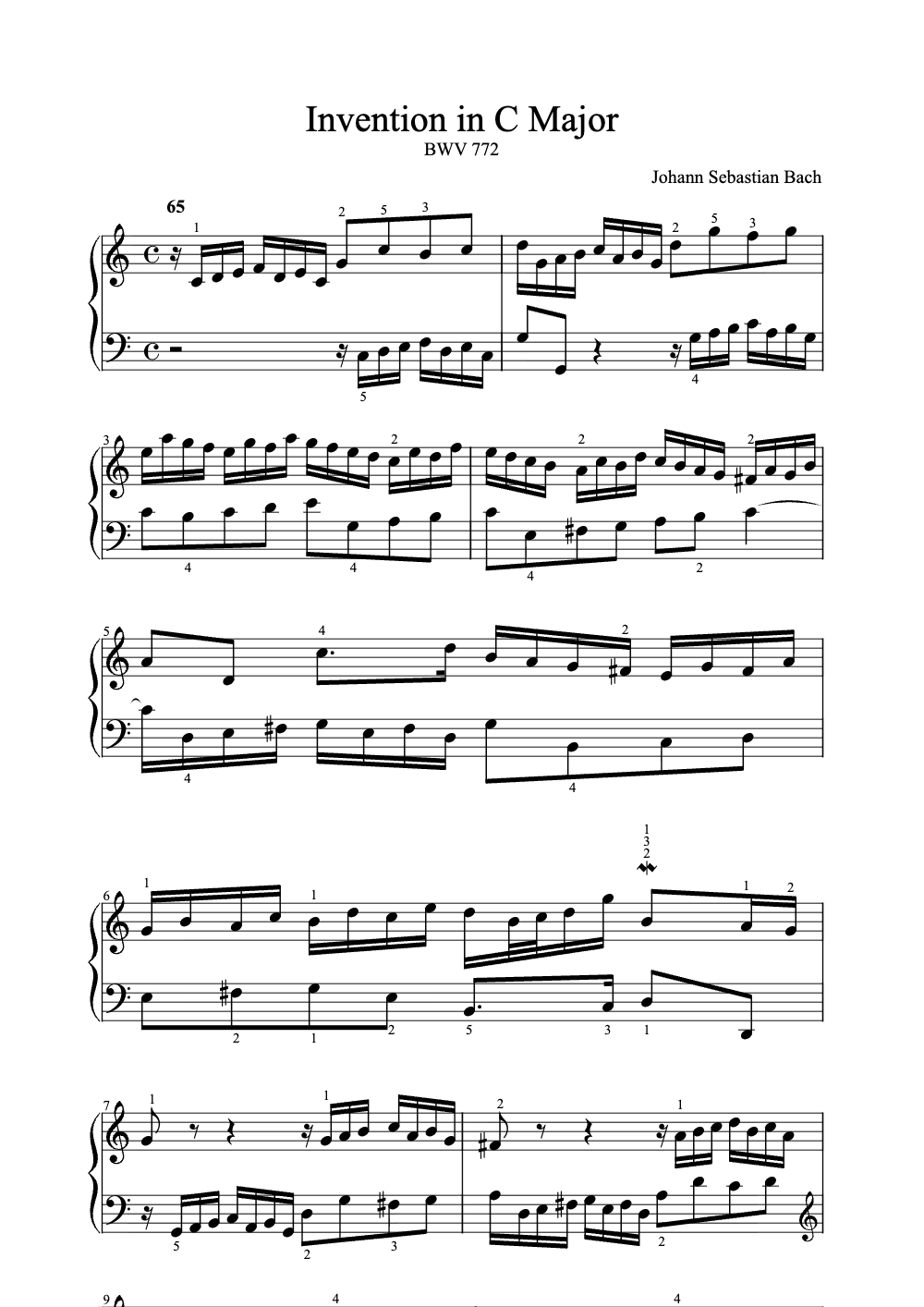 Sheet music preview for Invention in C Major