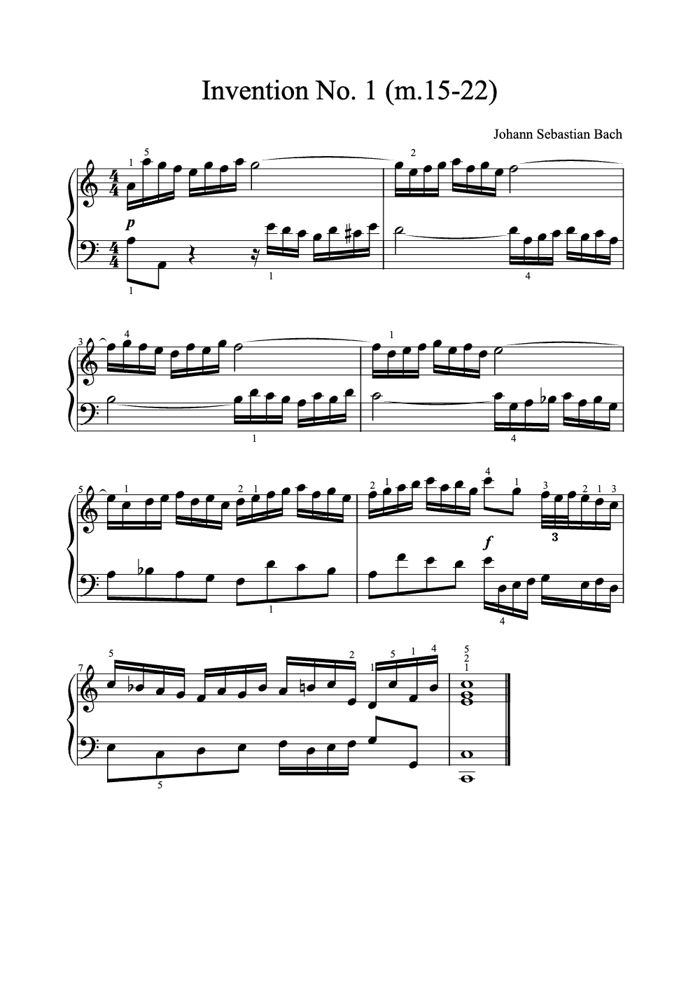 Sheet music preview for Invention No. 1