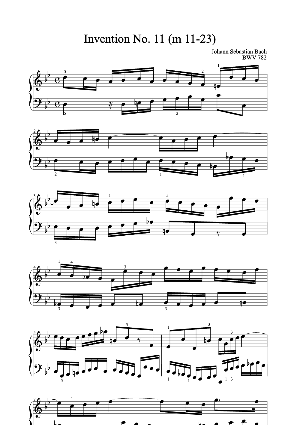 Sheet music preview for Invention No. 11