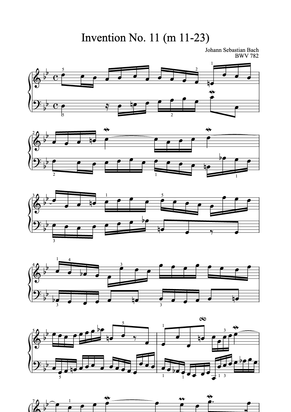 Sheet music preview for Invention No. 11