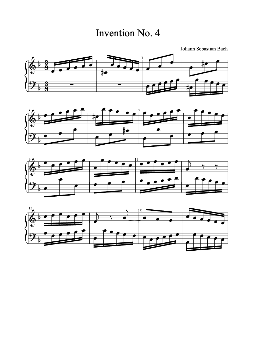 Sheet music preview for Invention No. 4