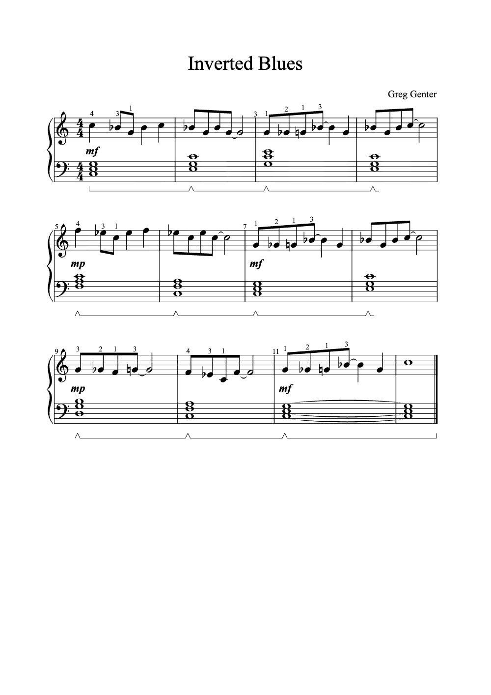 Sheet music preview for Inverted Blues