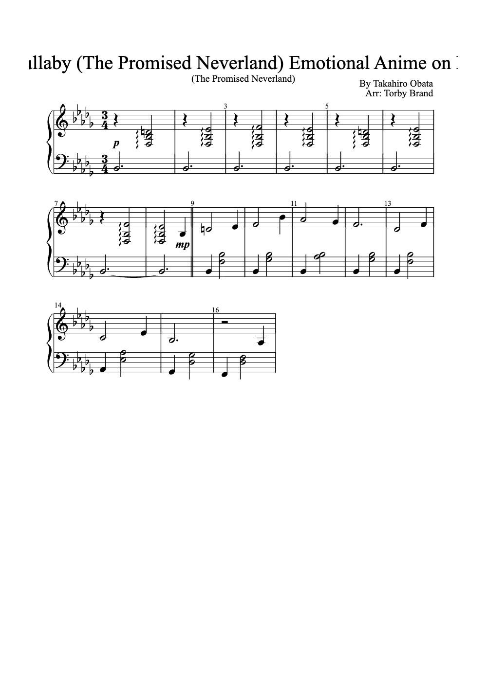 Sheet music preview for Isabella's Lullaby