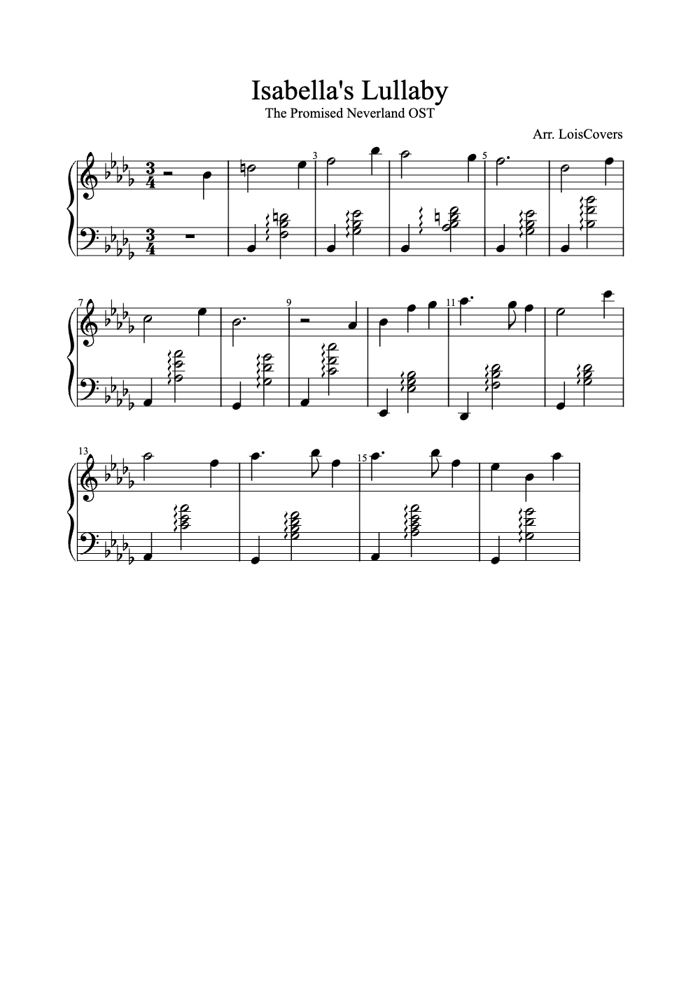 Sheet music preview for Isabella's Lullaby