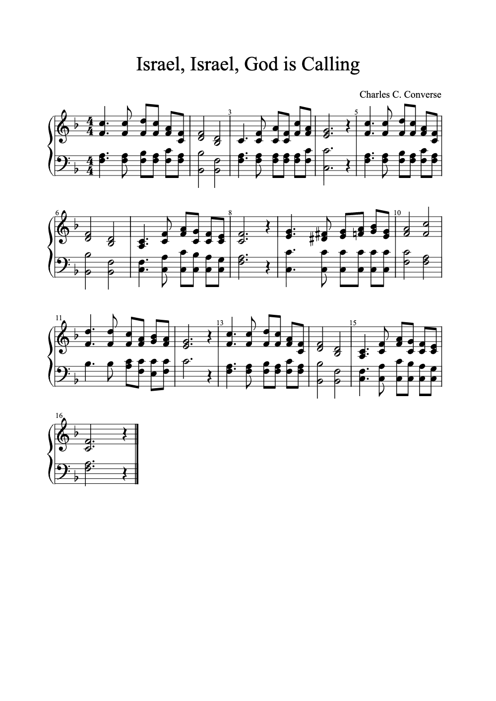 Sheet music preview for Israel, Israel, God Is Calling