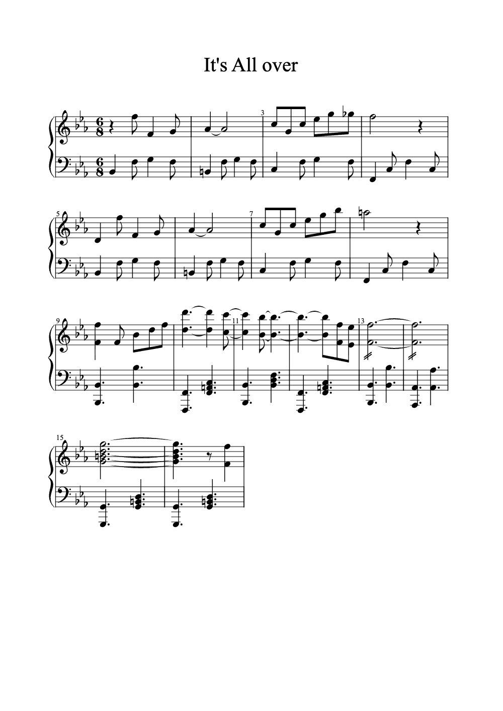 Sheet music preview for It's All Over