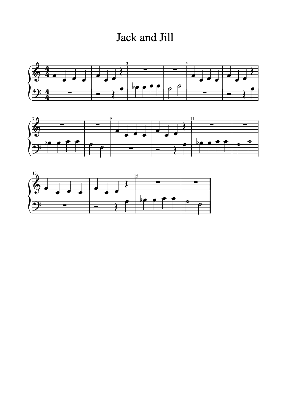 Sheet music preview for Jack and Jill