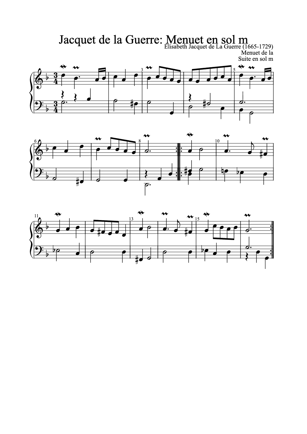 Sheet music preview for Menuet en Sol M