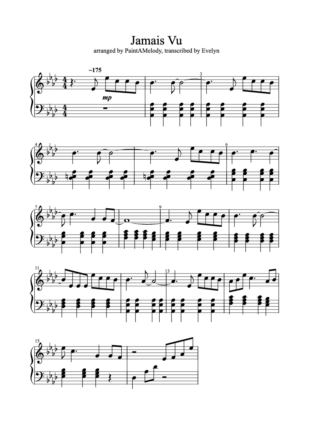Sheet music preview for Jamais Vu