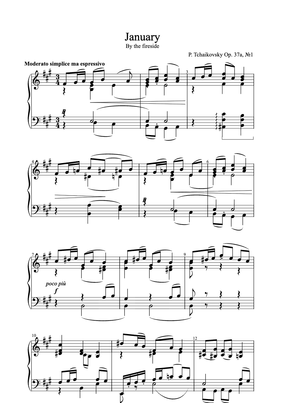 Sheet music preview for January