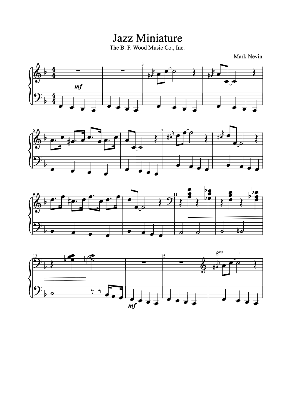 Sheet music preview for Jazz Miniature